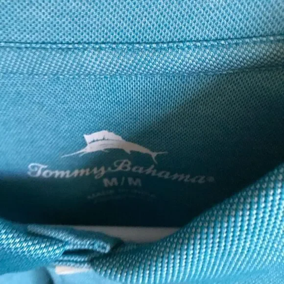 Tommy Bahama turquoise blue golf shirt Men’s SZ Medium New with tags FLAW - Picture 5 of 7